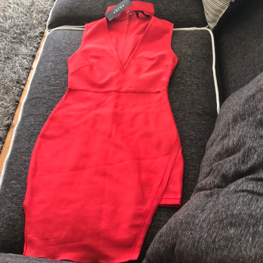 AKIRA Red Bandage Midi Dress